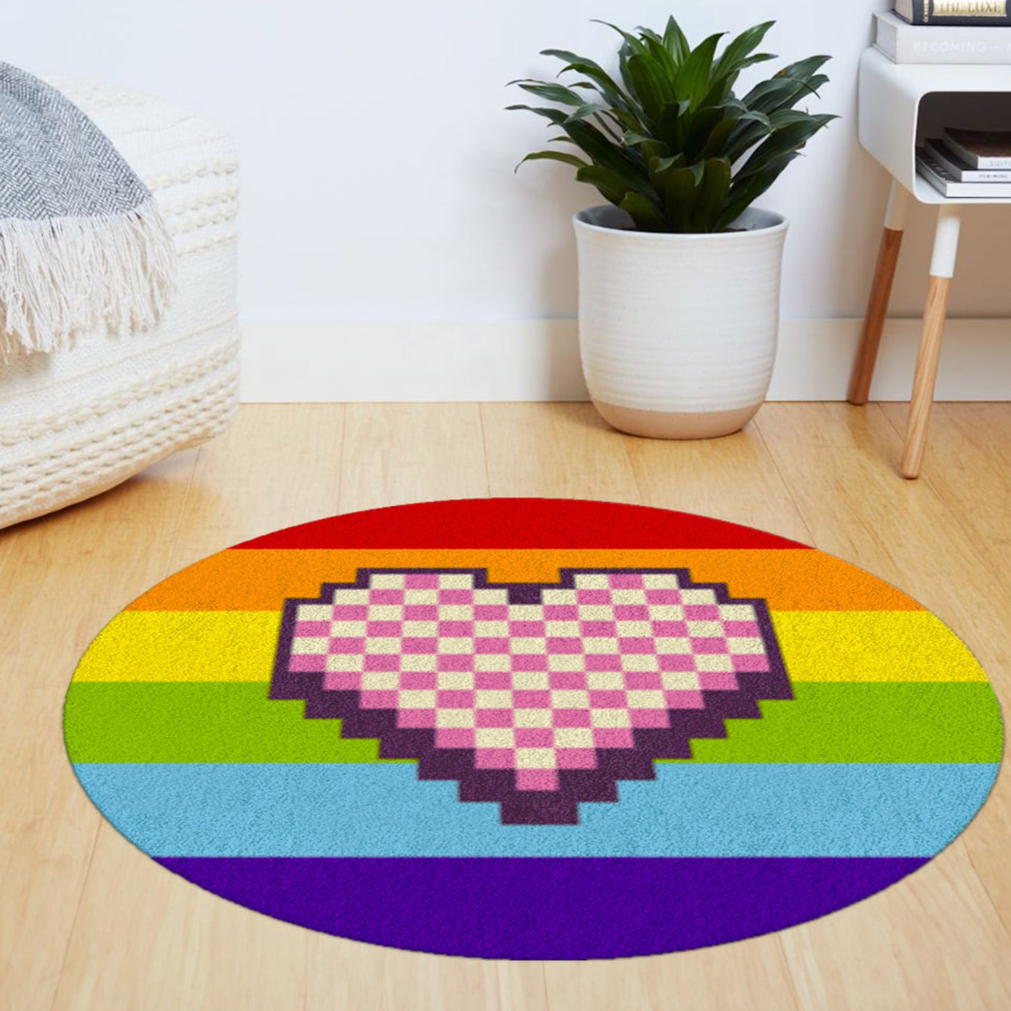 Praw พรมแต่งบ้าน ดีไซน์ Heart Checkerboard