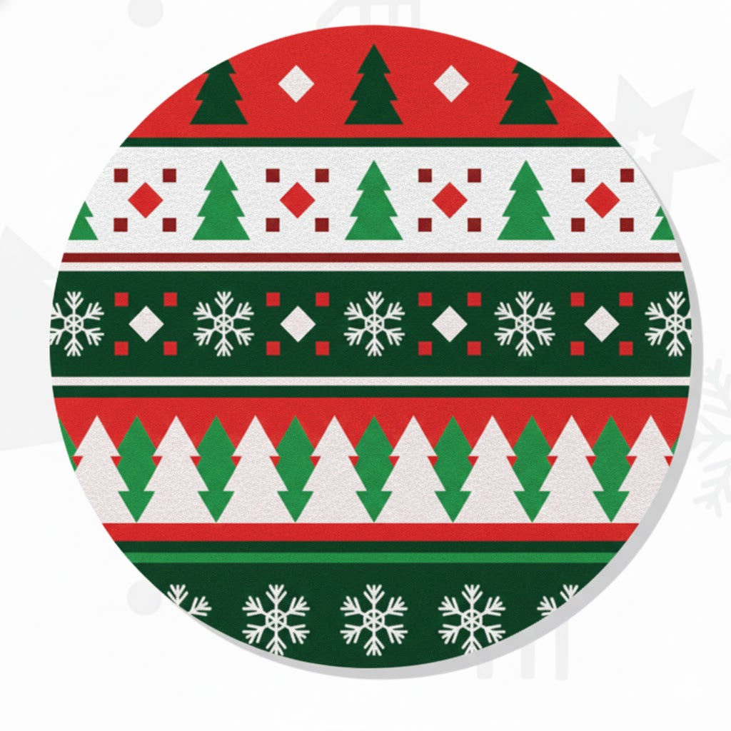 SUB077 ที่รองแก้วคริสต์มาส ขนาด 10x10 cm สำหรับบ้านและคาเฟ่ กันลื่น ซักได้ ทนทาน