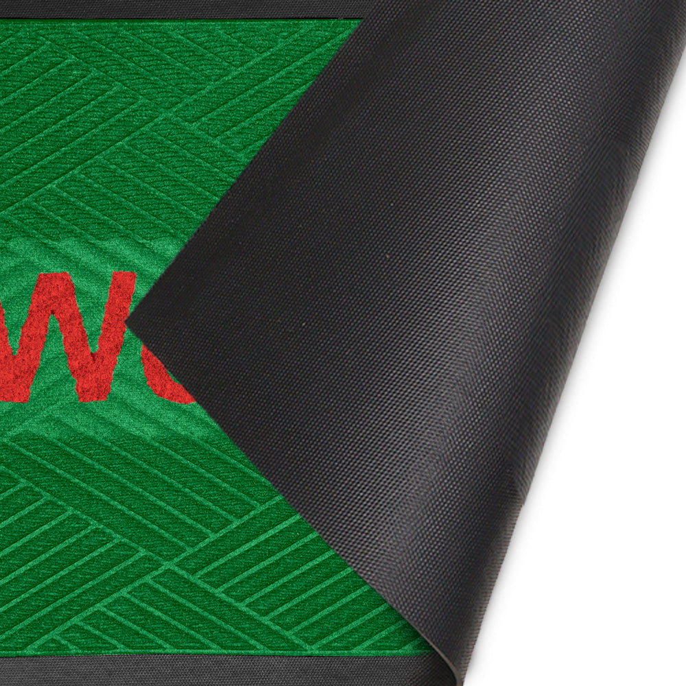 Kleen Step (Diamond) - Green / Red พรมดักฝุ่นพรีเมียม พร้อมข้อความ Welcome