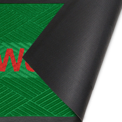 Kleen Step (Diamond) - Green / Red พรมดักฝุ่นพรีเมียม พร้อมข้อความ Welcome