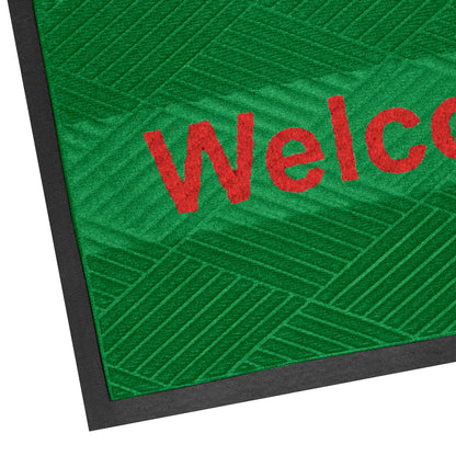 Kleen Step (Diamond) - Green / Red พรมดักฝุ่นพรีเมียม พร้อมข้อความ Welcome