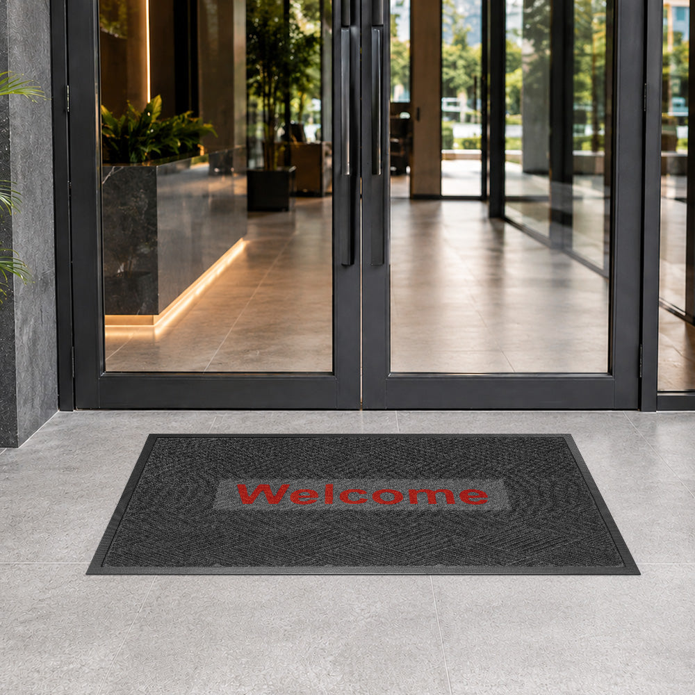 พรมดักฝุ่น Welcome รุ่น Kleen Step (Diamond) -Dark Grey / Red