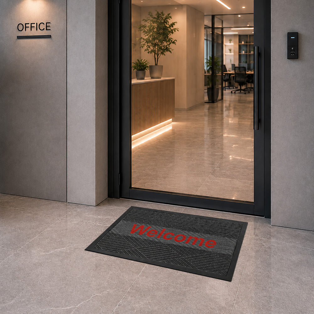 พรมดักฝุ่น Welcome รุ่น Kleen Step (Diamond) -Dark Grey / Red