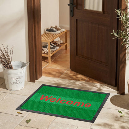 Kleen Step (Diamond) - Green / Red พรมดักฝุ่นพรีเมียม พร้อมข้อความ Welcome