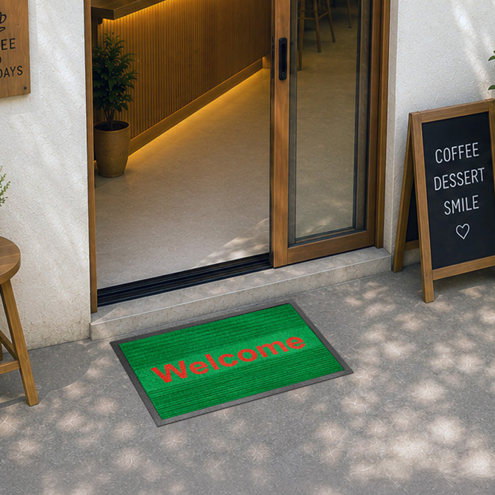 พรมดักฝุ่น Welcome รุ่น Kleen Step (Stripe) - Green / Red