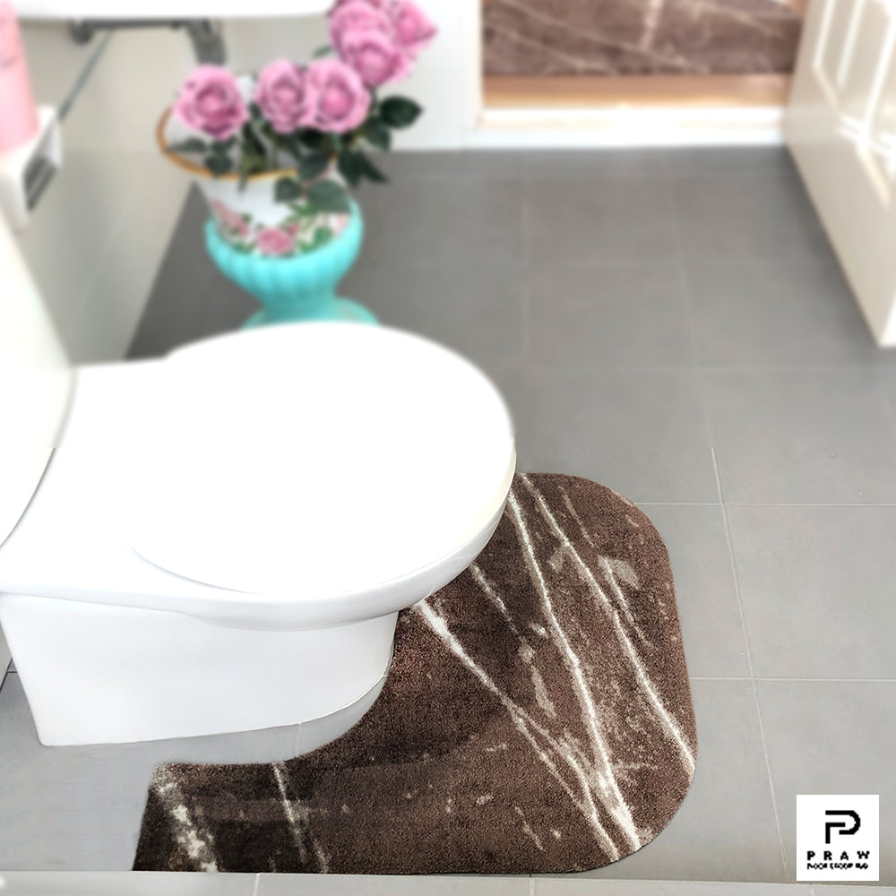 Toilet Mat Marble Brown พรมห้องน้ำ พรมวางหน้าชักโครก
