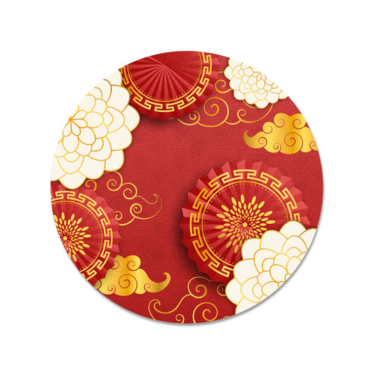 Peony ชุดที่รองแก้ว ตรุษจีน สำหรับบ้านและคาเฟ่ กันลื่น ซักได้ ทนทาน