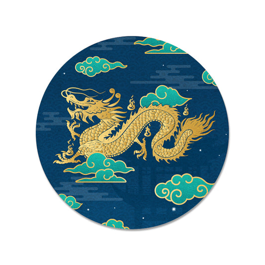 Gold Dragon ชุดที่รองแก้ว+ที่รองเมาส์ ตรุษจีน สำหรับบ้านและคาเฟ่ กันลื่น ซักได้ ทนทาน