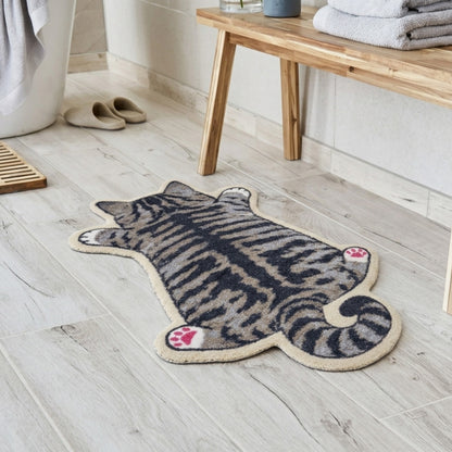 Praw พรมไนลอนทรงน้องแมวเทา – ดีไซน์ Tabby Cat