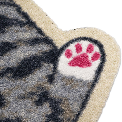Praw พรมไนลอนทรงน้องแมวเทา – ดีไซน์ Tabby Cat