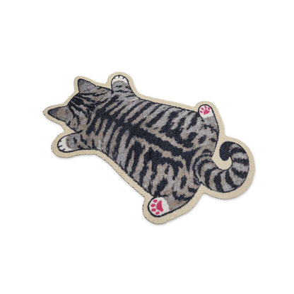 Praw พรมไนลอนทรงน้องแมวเทา – ดีไซน์ Tabby Cat