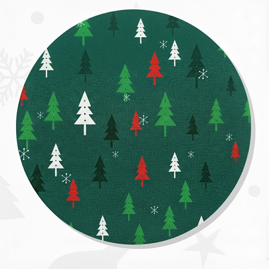 SUB077 ที่รองแก้วคริสต์มาส ขนาด 10x10 cm สำหรับบ้านและคาเฟ่ กันลื่น ซักได้ ทนทาน