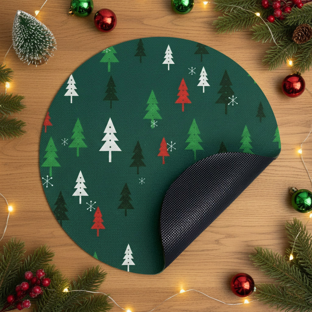 SUB072 ที่รองแก้วคริสต์มาส ขนาด 10x10 cm สำหรับบ้านและคาเฟ่ กันลื่น ซักได้ ทนทาน