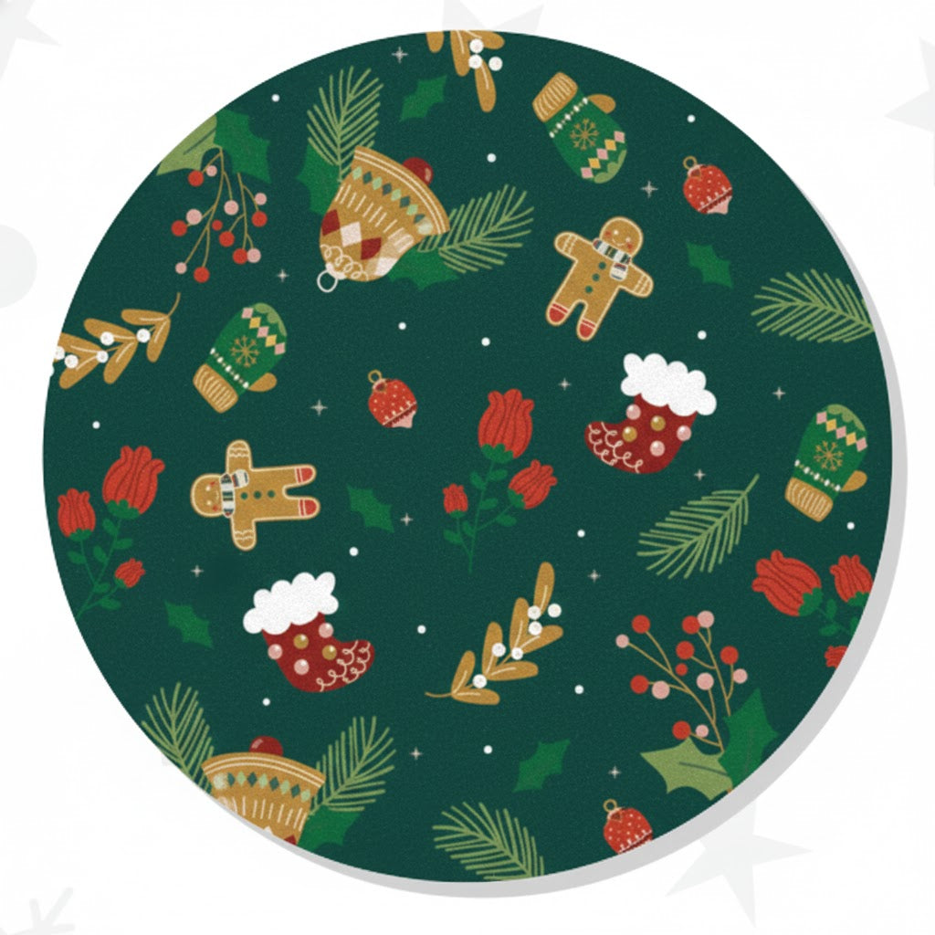 SUB077 ที่รองแก้วคริสต์มาส ขนาด 10x10 cm สำหรับบ้านและคาเฟ่ กันลื่น ซักได้ ทนทาน