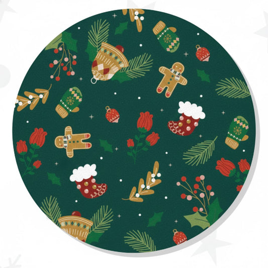 SUB073 ที่รองแก้วคริสต์มาส ขนาด 10x10 cm สำหรับบ้านและคาเฟ่ กันลื่น ซักได้ ทนทาน