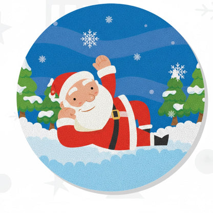 SUB077 ที่รองแก้วคริสต์มาส ขนาด 10x10 cm สำหรับบ้านและคาเฟ่ กันลื่น ซักได้ ทนทาน