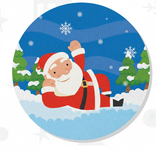 SUB074 ที่รองแก้วคริสต์มาส ขนาด 10x10 cm สำหรับบ้านและคาเฟ่ กันลื่น ซักได้ ทนทาน