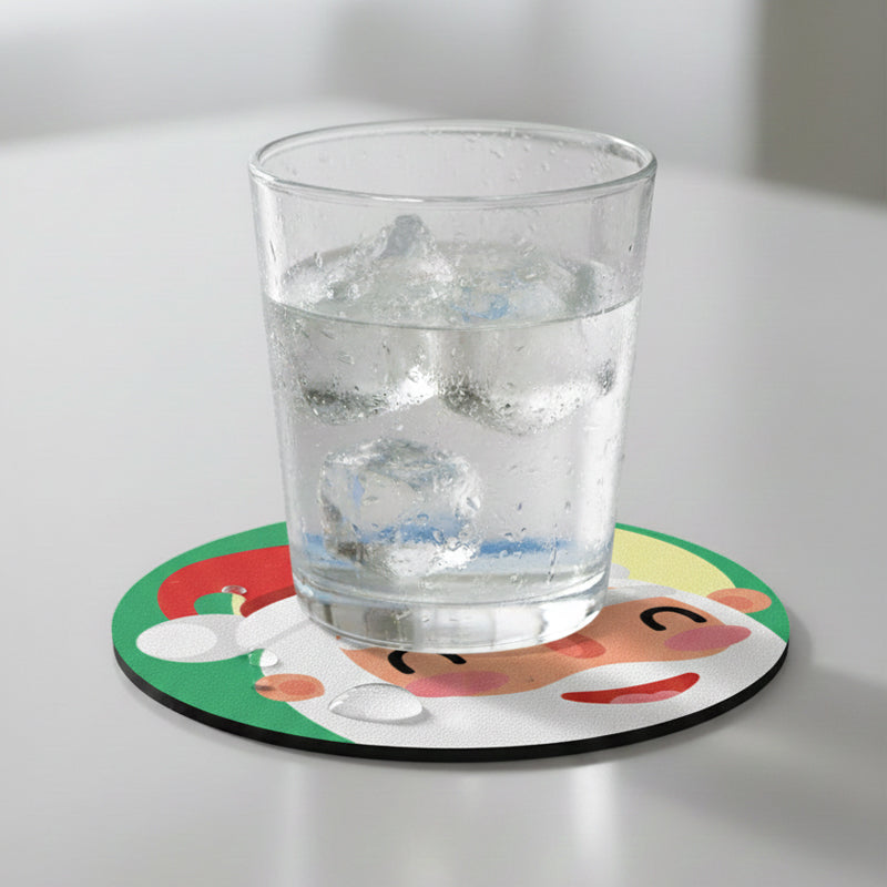 SUB075 ที่รองแก้วคริสต์มาส ขนาด 10x10 cm สำหรับบ้านและคาเฟ่ กันลื่น ซักได้ ทนทาน