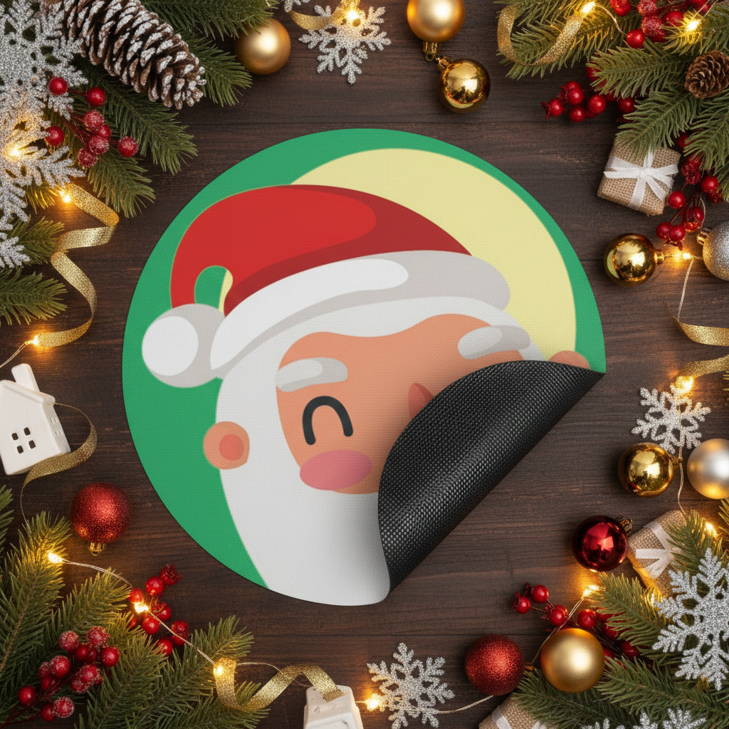 SUB075 ที่รองแก้วคริสต์มาส ขนาด 10x10 cm สำหรับบ้านและคาเฟ่ กันลื่น ซักได้ ทนทาน