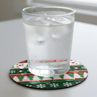 SUB076 ที่รองแก้วคริสต์มาส ขนาด 10x10 cm สำหรับบ้านและคาเฟ่ กันลื่น ซักได้ ทนทาน
