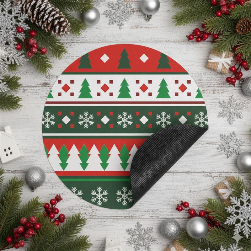 SUB076 ที่รองแก้วคริสต์มาส ขนาด 10x10 cm สำหรับบ้านและคาเฟ่ กันลื่น ซักได้ ทนทาน