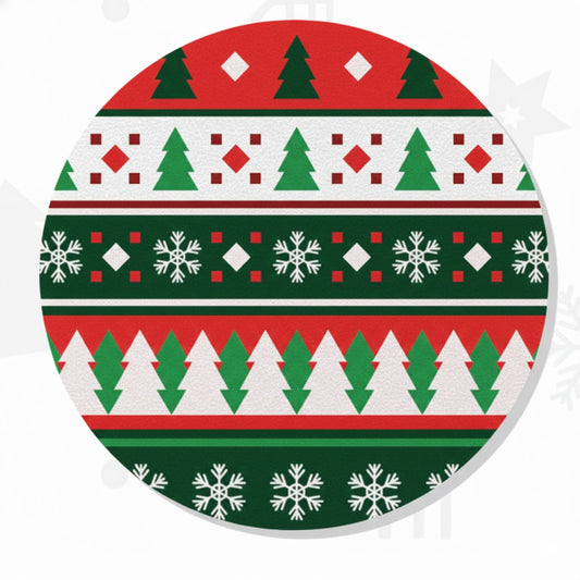 SUB076 ที่รองแก้วคริสต์มาส ขนาด 10x10 cm สำหรับบ้านและคาเฟ่ กันลื่น ซักได้ ทนทาน