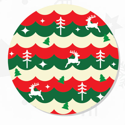 SUB077 ที่รองแก้วคริสต์มาส ขนาด 10x10 cm สำหรับบ้านและคาเฟ่ กันลื่น ซักได้ ทนทาน