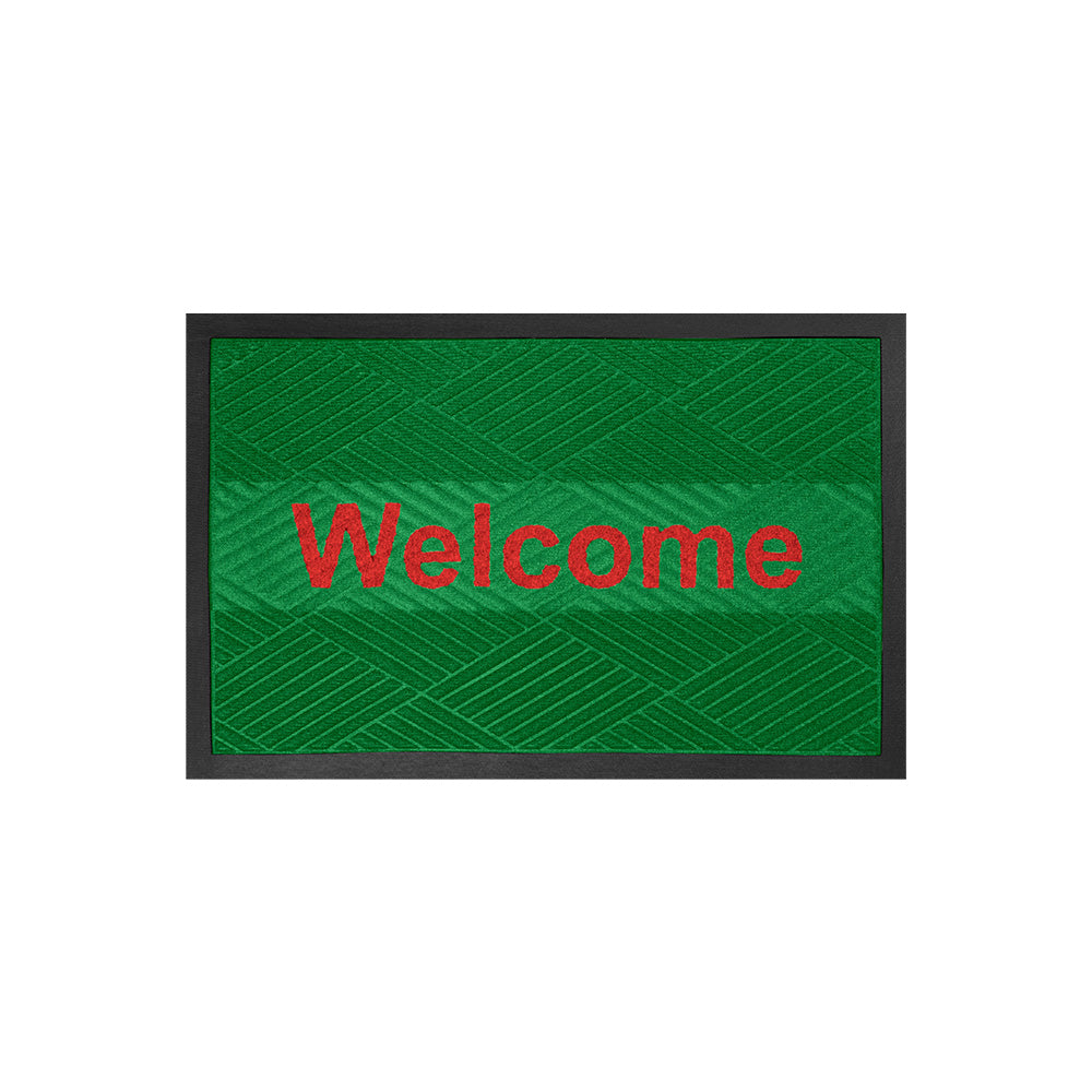 Kleen Step (Diamond) - Green / Red พรมดักฝุ่นพรีเมียม พร้อมข้อความ Welcome