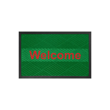 Kleen Step (Diamond) - Green / Red พรมดักฝุ่นพรีเมียม พร้อมข้อความ Welcome