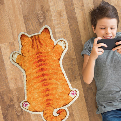 Praw พรมไนลอนทรงน้องแมวส้ม – ดีไซน์ Tabby Orange Cat