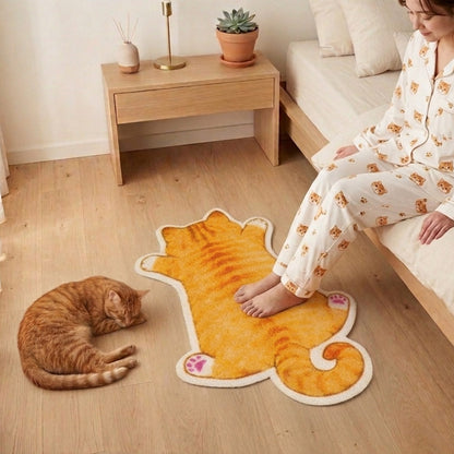 Praw พรมไนลอนทรงน้องแมวส้ม – ดีไซน์ Tabby Orange Cat