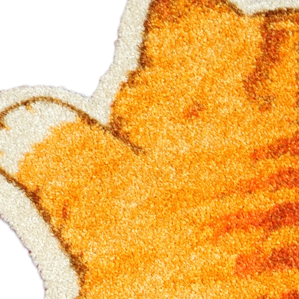 Praw พรมไนลอนทรงน้องแมวส้ม – ดีไซน์ Tabby Orange Cat