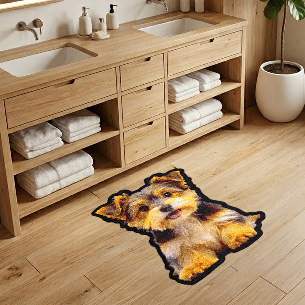 Praw พรมไนลอนทรงน้องหมาสุดคิวท์ – ดีไซน์ Yorkie Puppy
