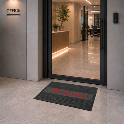พรมดักฝุ่น Welcome รุ่น Kleen Step (Diamond) -Dark Grey / Red