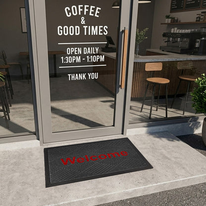 พรมดักฝุ่น Welcome รุ่น Kleen Step (Diamond) -Dark Grey / Red