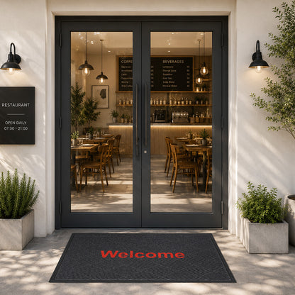 พรมดักฝุ่น Welcome รุ่น Kleen Step (Diamond) -Dark Grey / Red