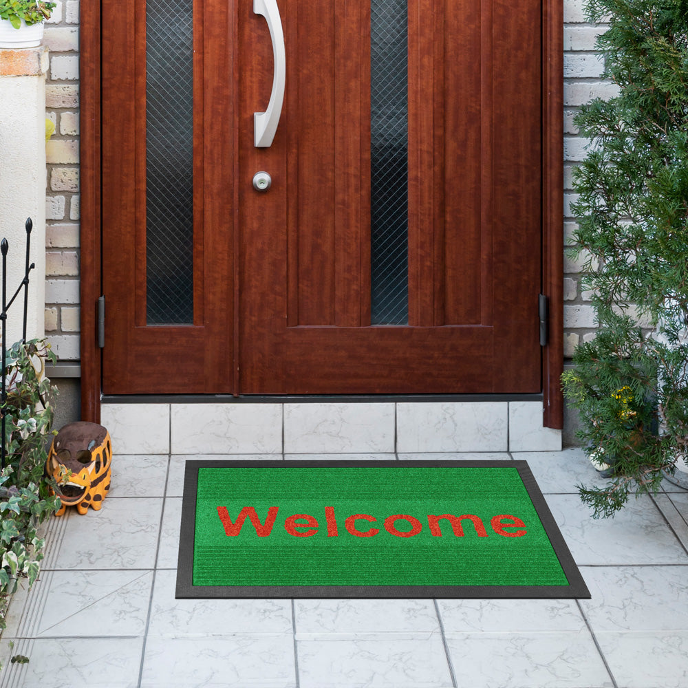 พรมดักฝุ่น Welcome รุ่น Kleen Step (Stripe) - Green / Red