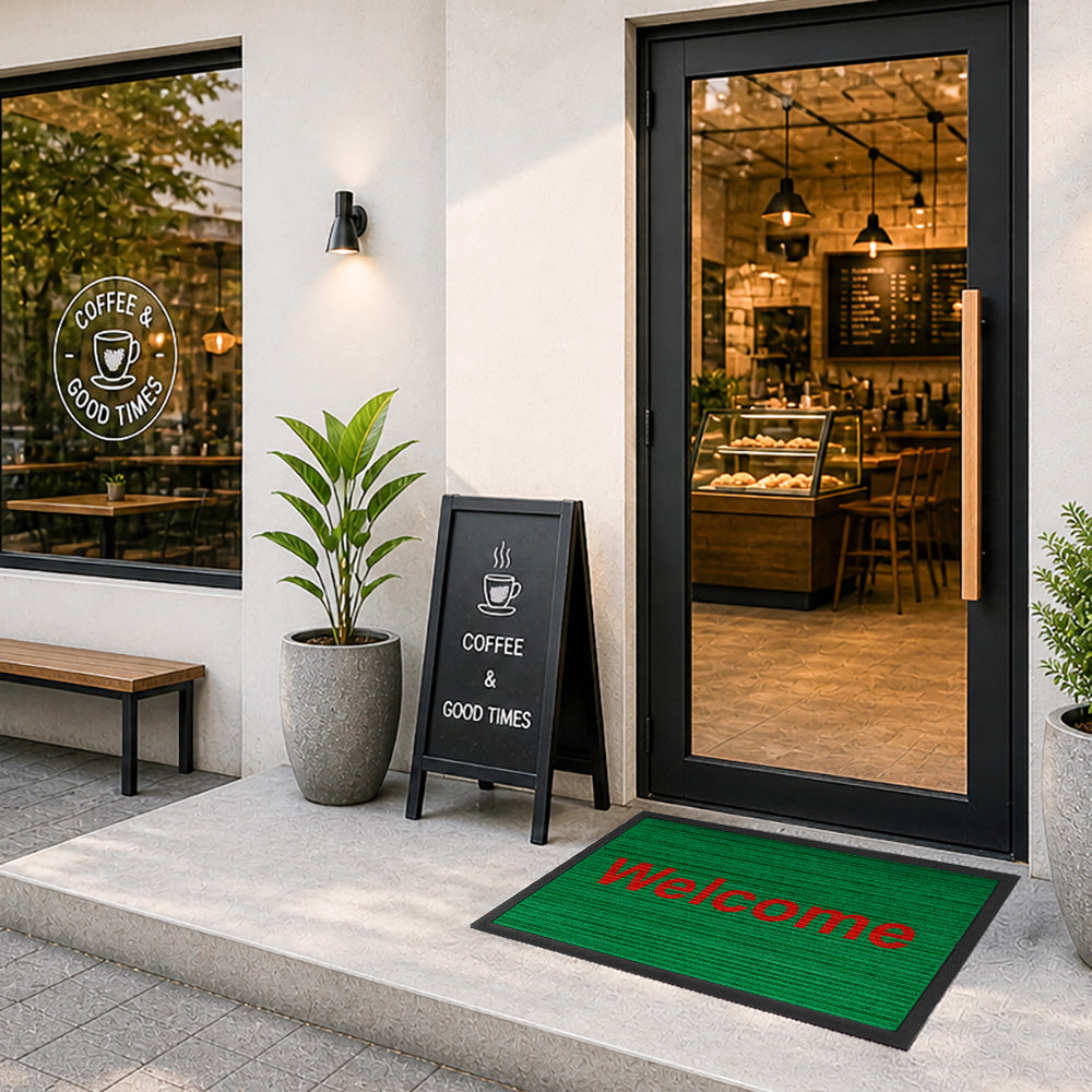 พรมดักฝุ่น Welcome รุ่น Kleen Step (Stripe) - Green / Red